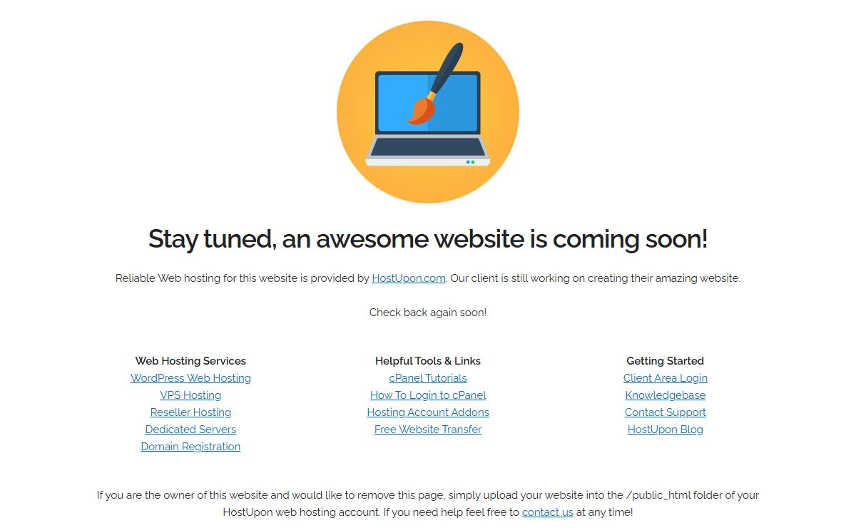 HostUpon Customer Coming Soon Page