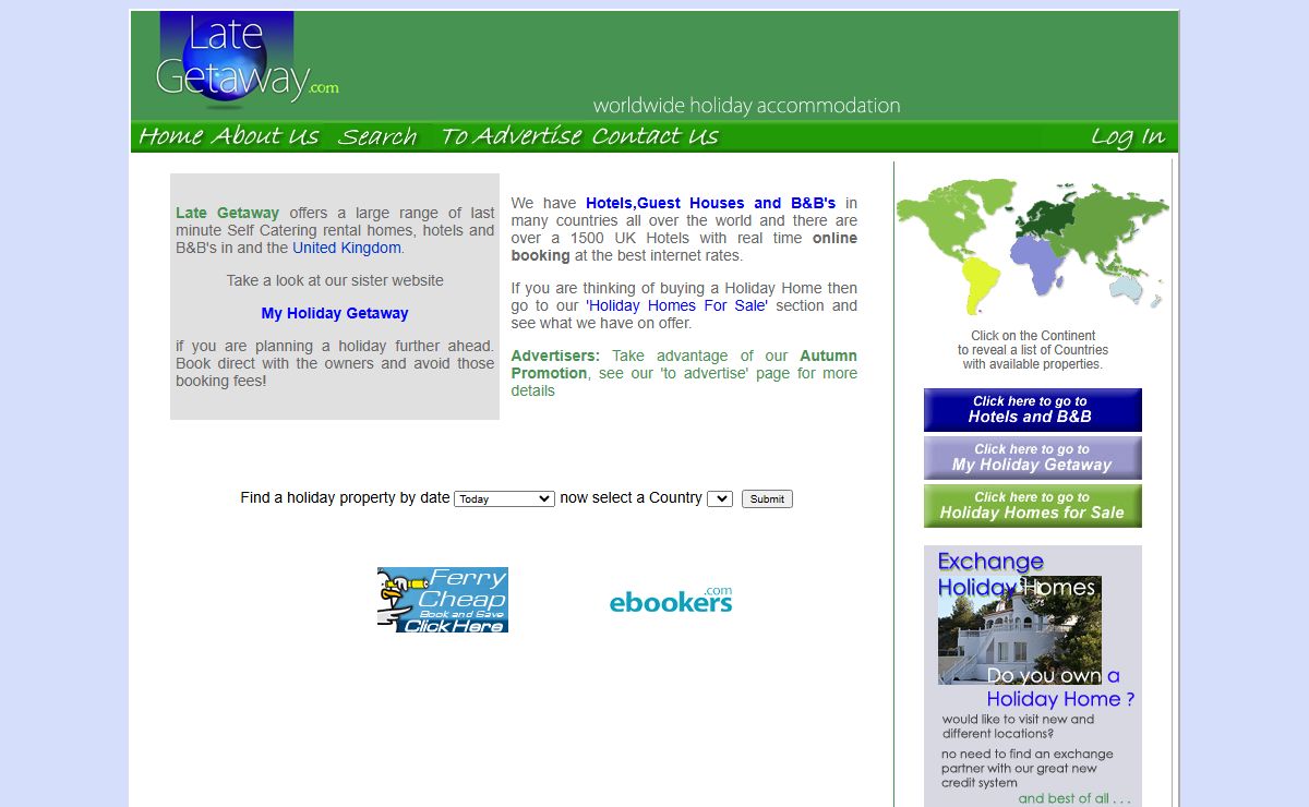 Holiday Booking Late Availability - Last Minute Holiday Cottages Vacation Lets Hotels Bed & Breakfast Late Getaway