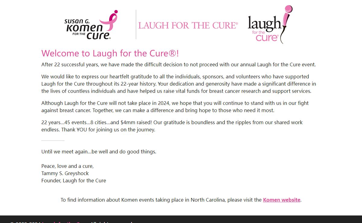Komen Charlotte Affiliate Laugh For The Cure® | Home Page