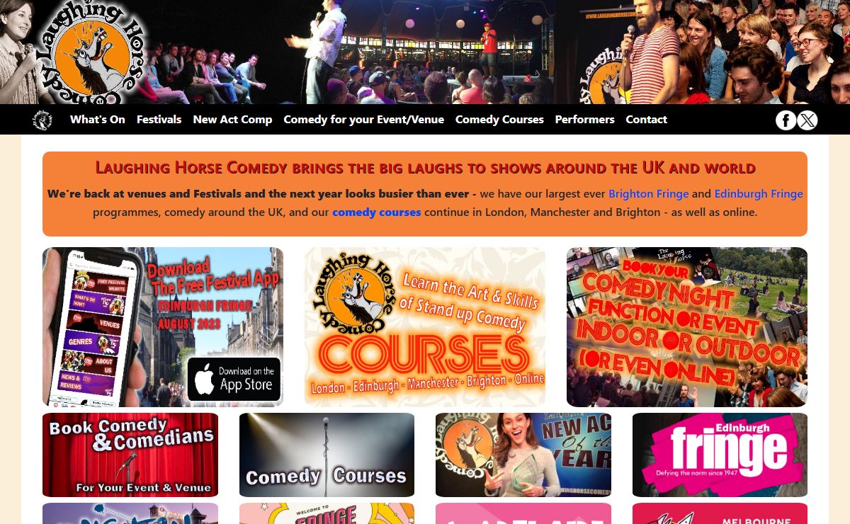Laughing Horse Comedy Clubs: venue bookers, hire comedians, agents and Festival specialists