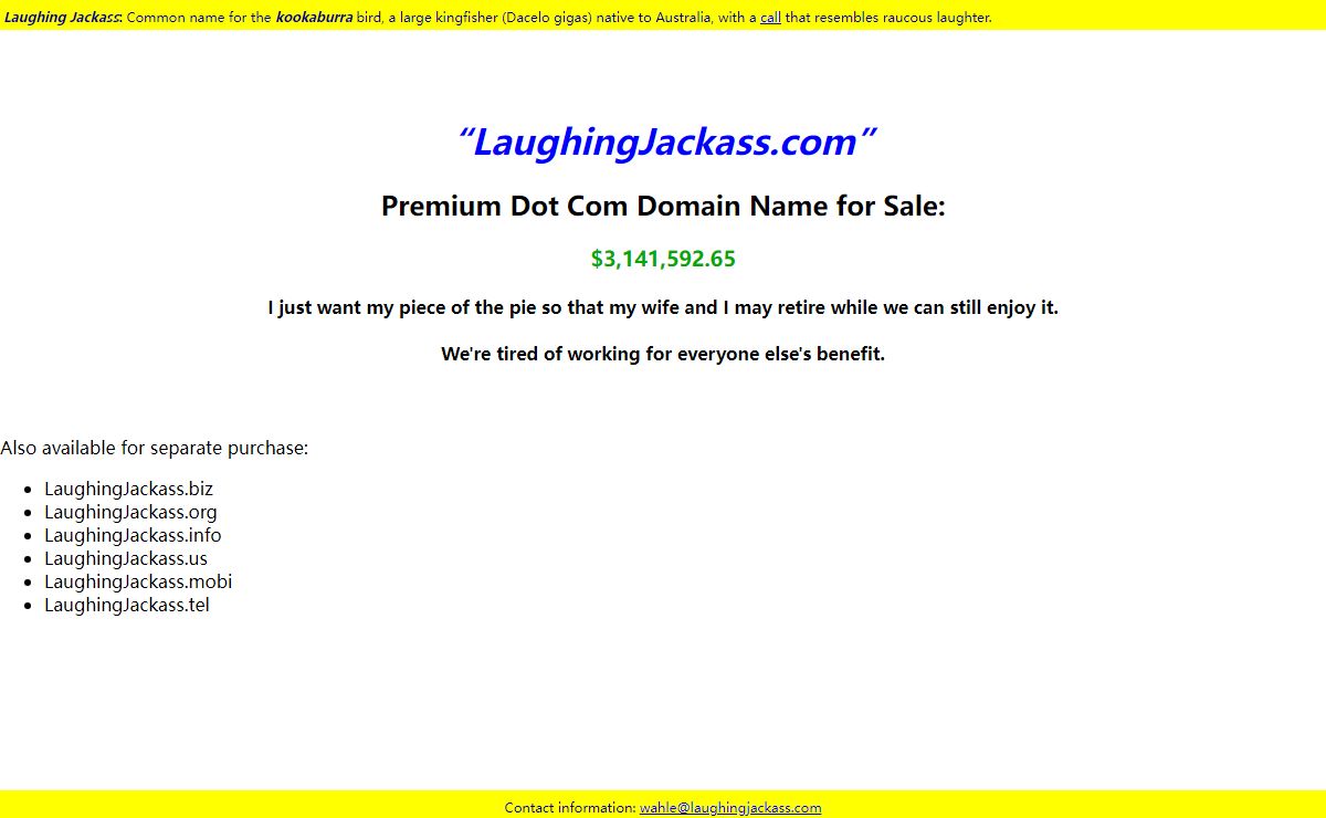 LaughingJackass Is For Sale