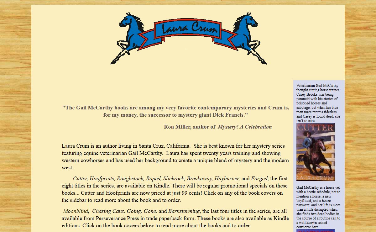 Laura Crum Western Horse Mystery writer