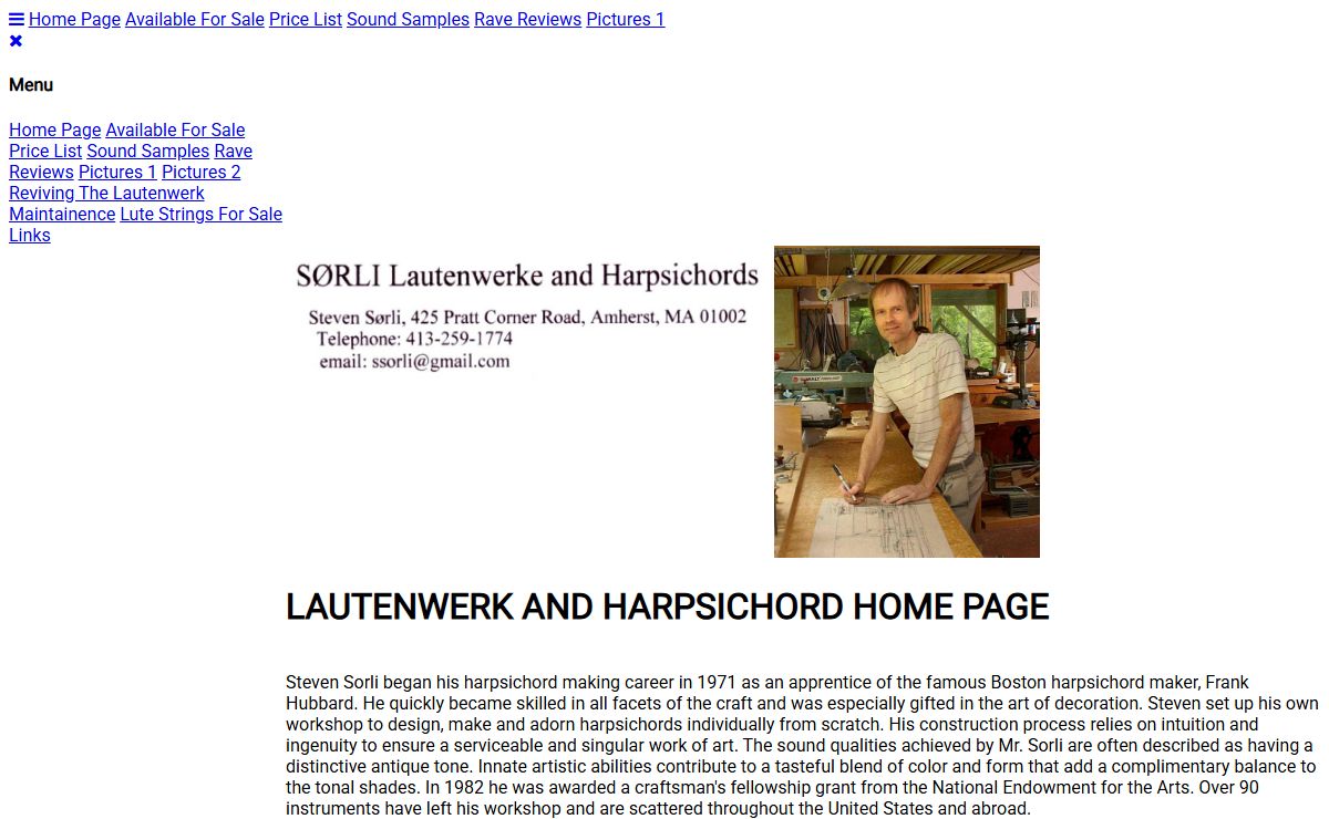 Harpsichords and Lautenwerk by harpsichord maker Steven Sorli - Home Page