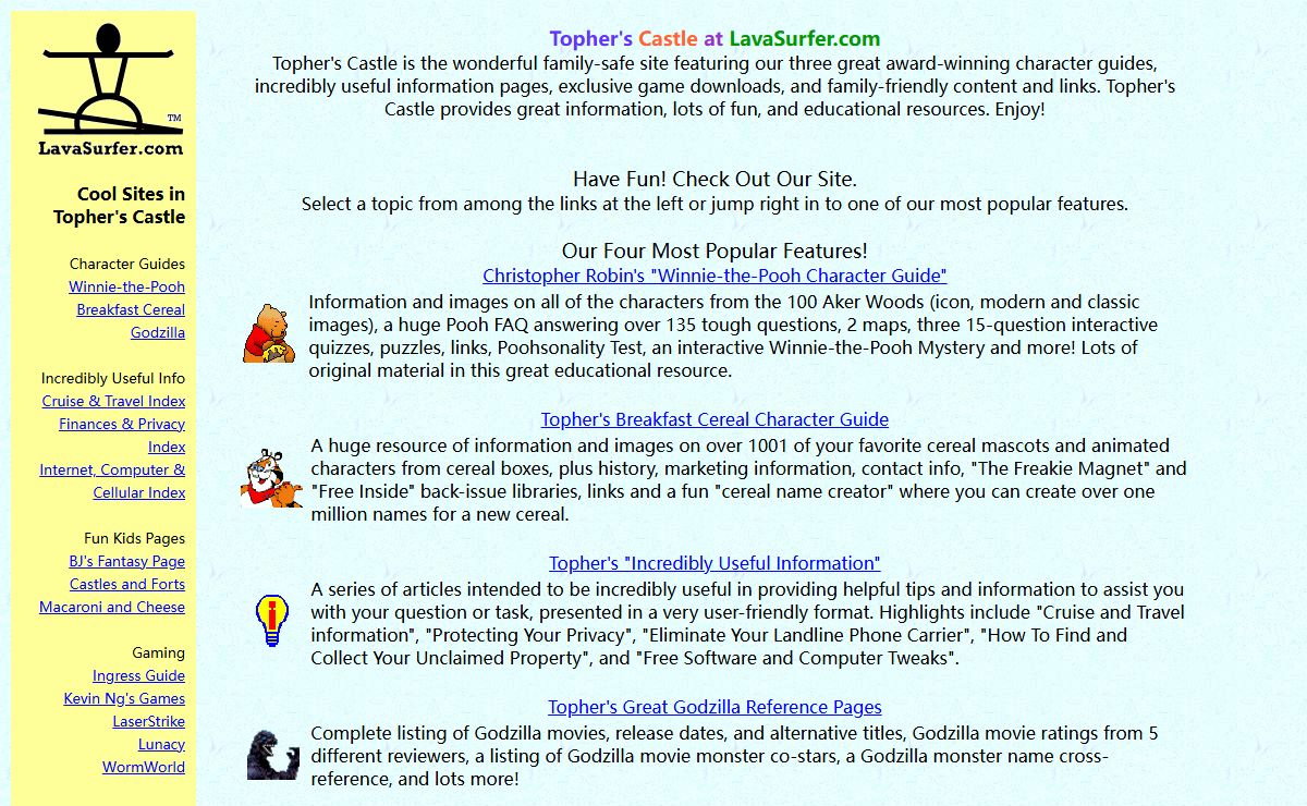 Topher's Castle - A Great Site for Everyone! Homepage