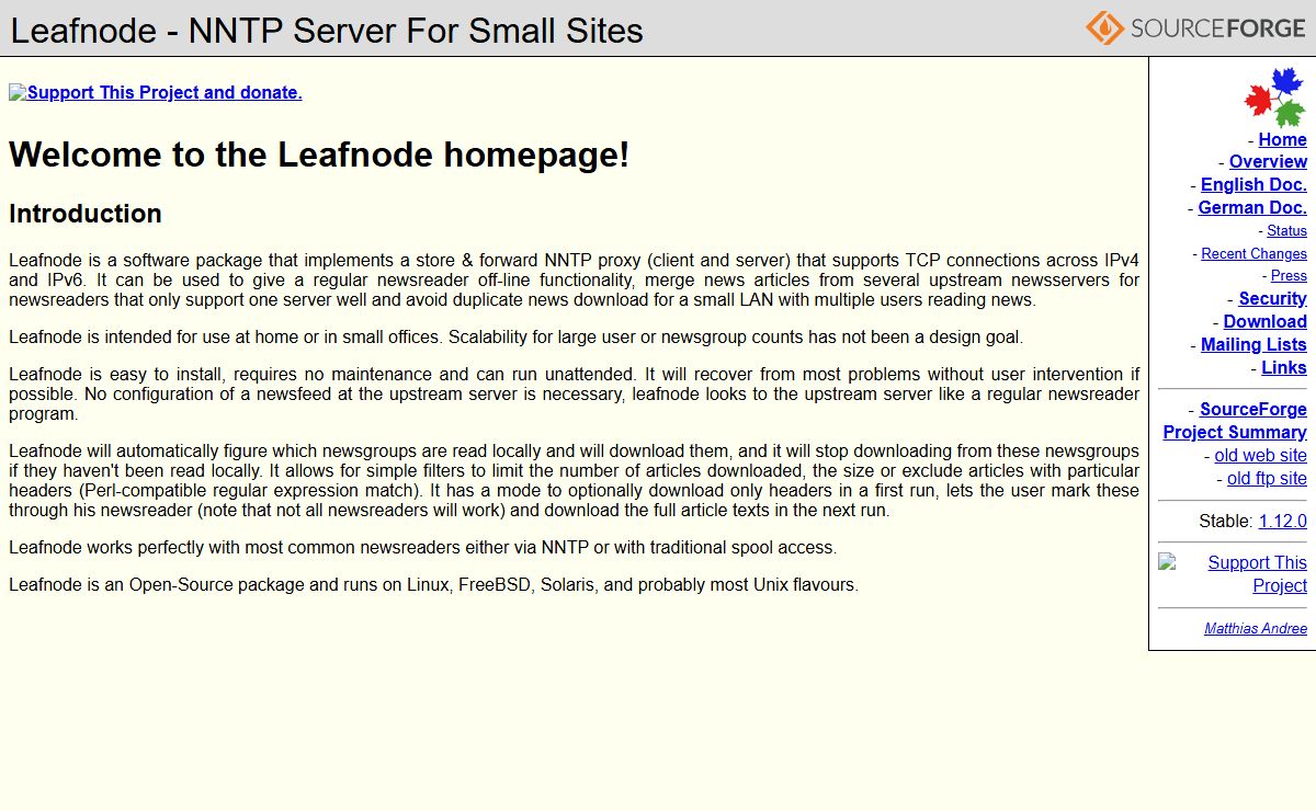 Leafnode, an easy to use NNTP news server for small networks