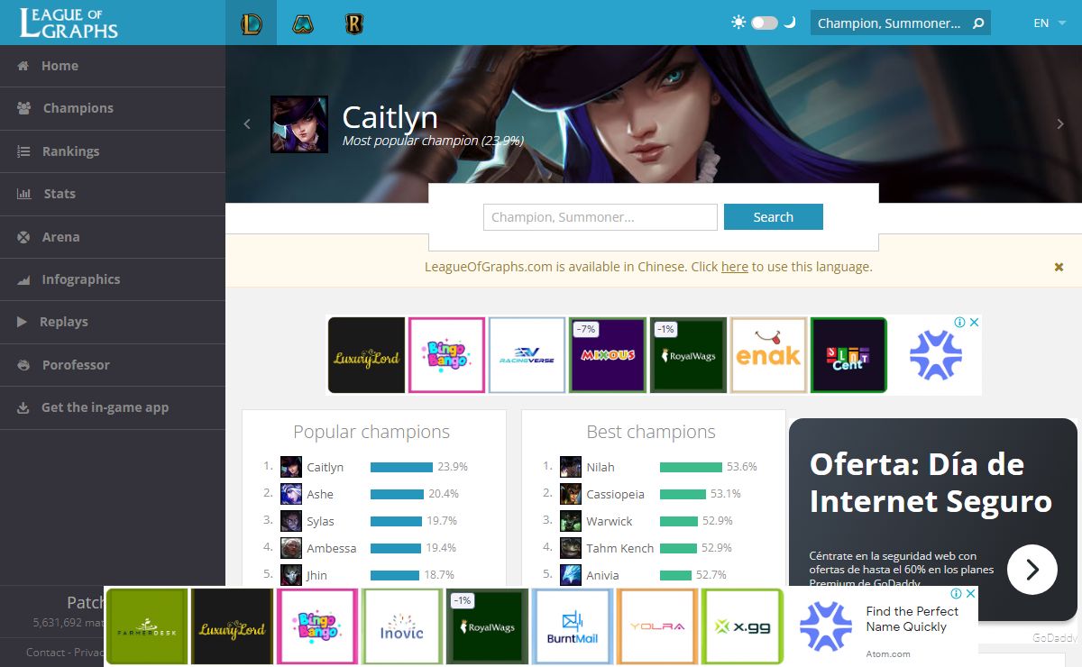 LoL Champions & Summoners Stats & Rankings - LeagueOfGraphs