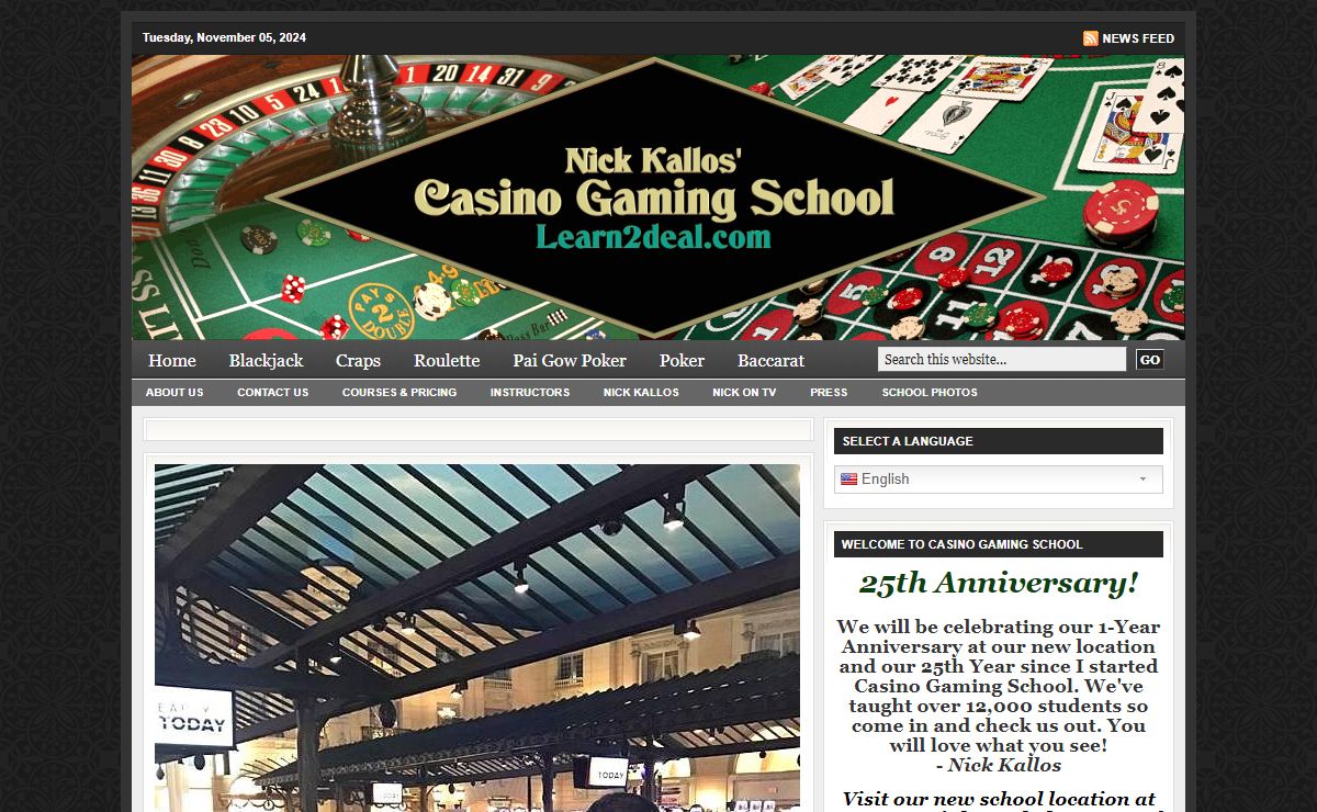 Learn to deal Blackjack, Craps, Roulette, Poker, Baccarat, Pai Gow Poker