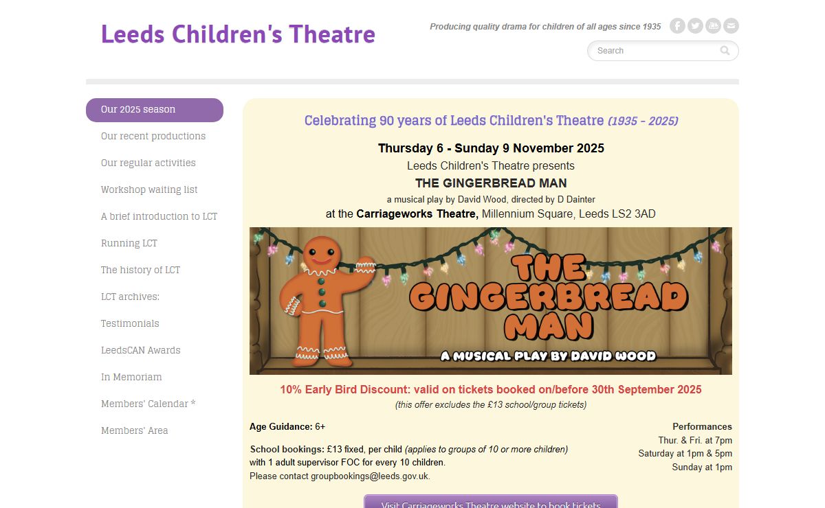Leeds Children's Theatre - Our 2025 season