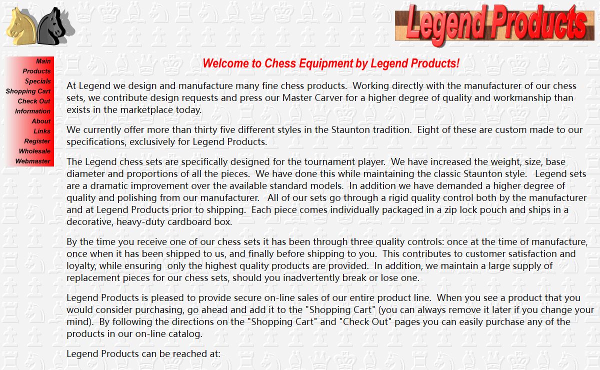Chess Equipment by Legend Products
