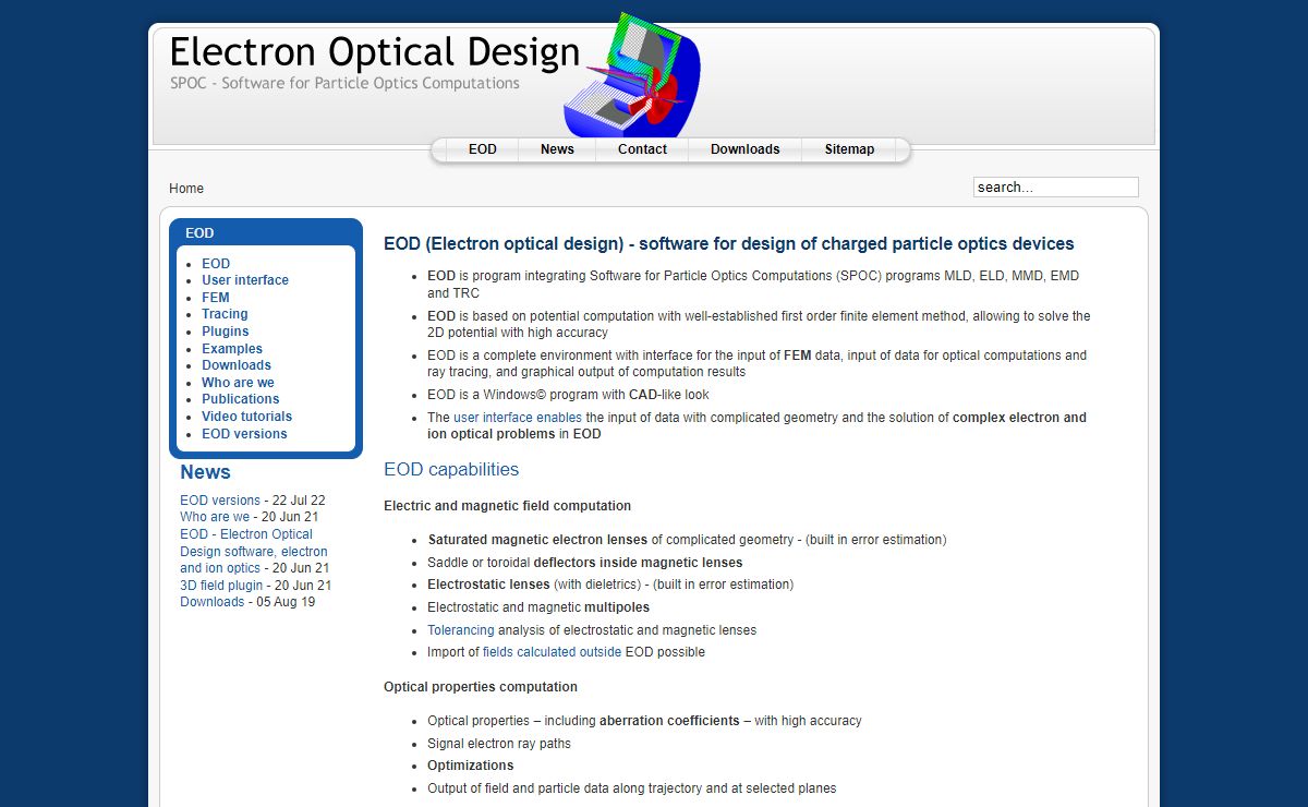 EOD - Electron Optical Design software, electron and ion optics