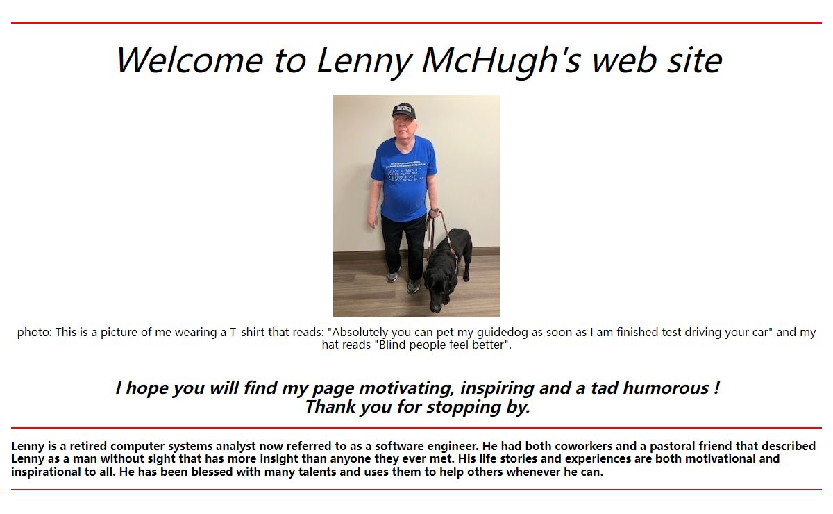 Lenny McHugh: Inspiring Stories & Blind Resources