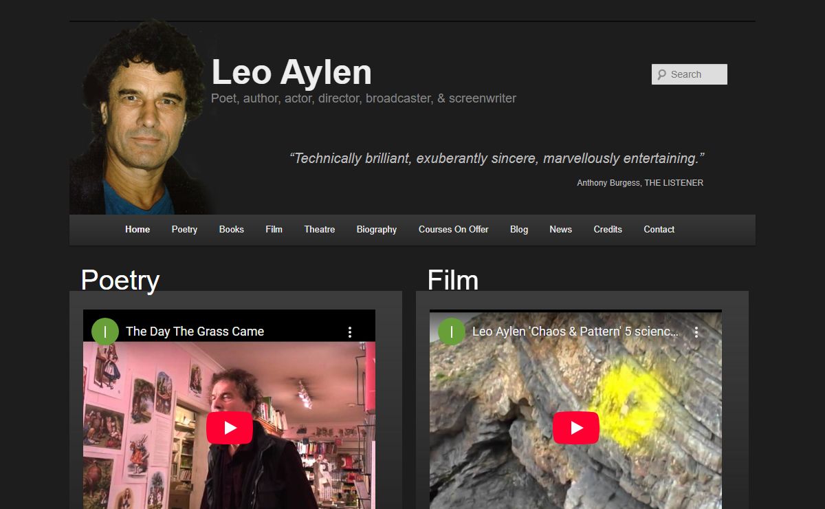 Leo Aylen | Poet, author, actor, director, broadcaster, & screenwriter