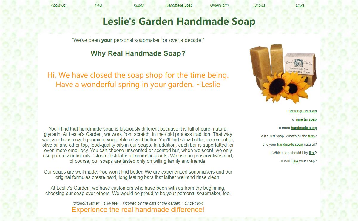 Handmade Soap from Leslie's Garden Handcrafted Soap