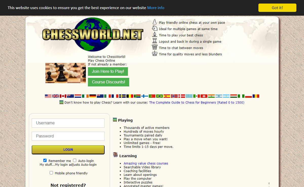 Chess World.net: Play Free Online Chess. Play chess at your own pace