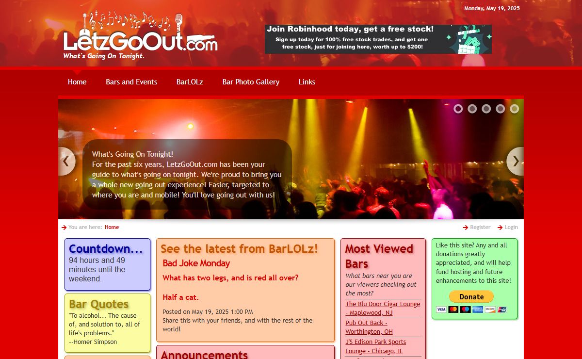 LetzGoOut.com: Local bars, nightclubs, nightlife - What's going on tonight.
