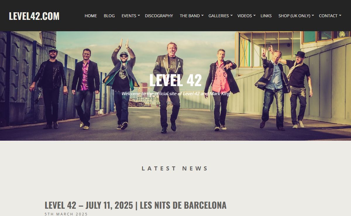 Level42.com – Welcome to the official site of Level 42 and Mark King