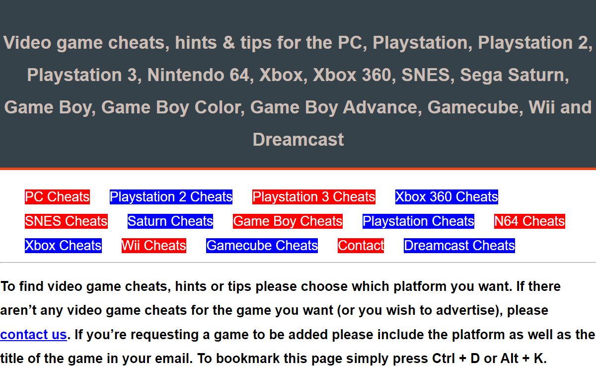 Video game cheats, hints & tips for the PC, Playstation, PS2, N64 and others