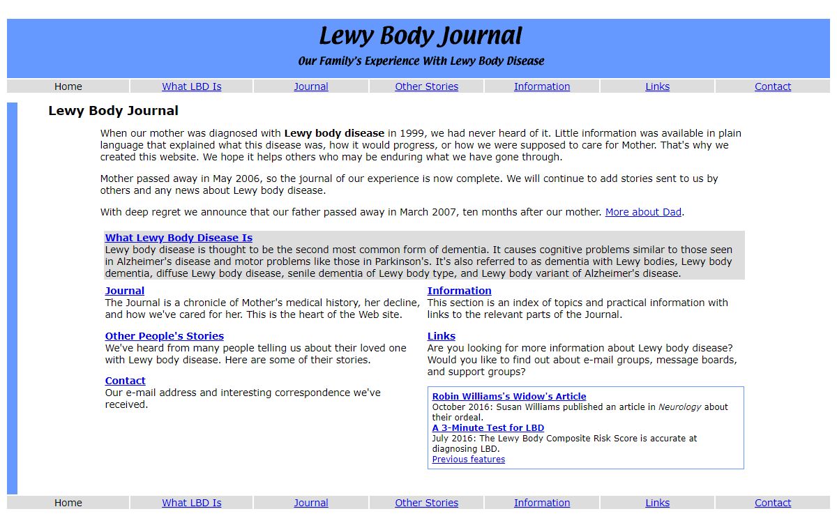 Lewy Body Journal: Our Family's Experience with Lewy Body Disease
