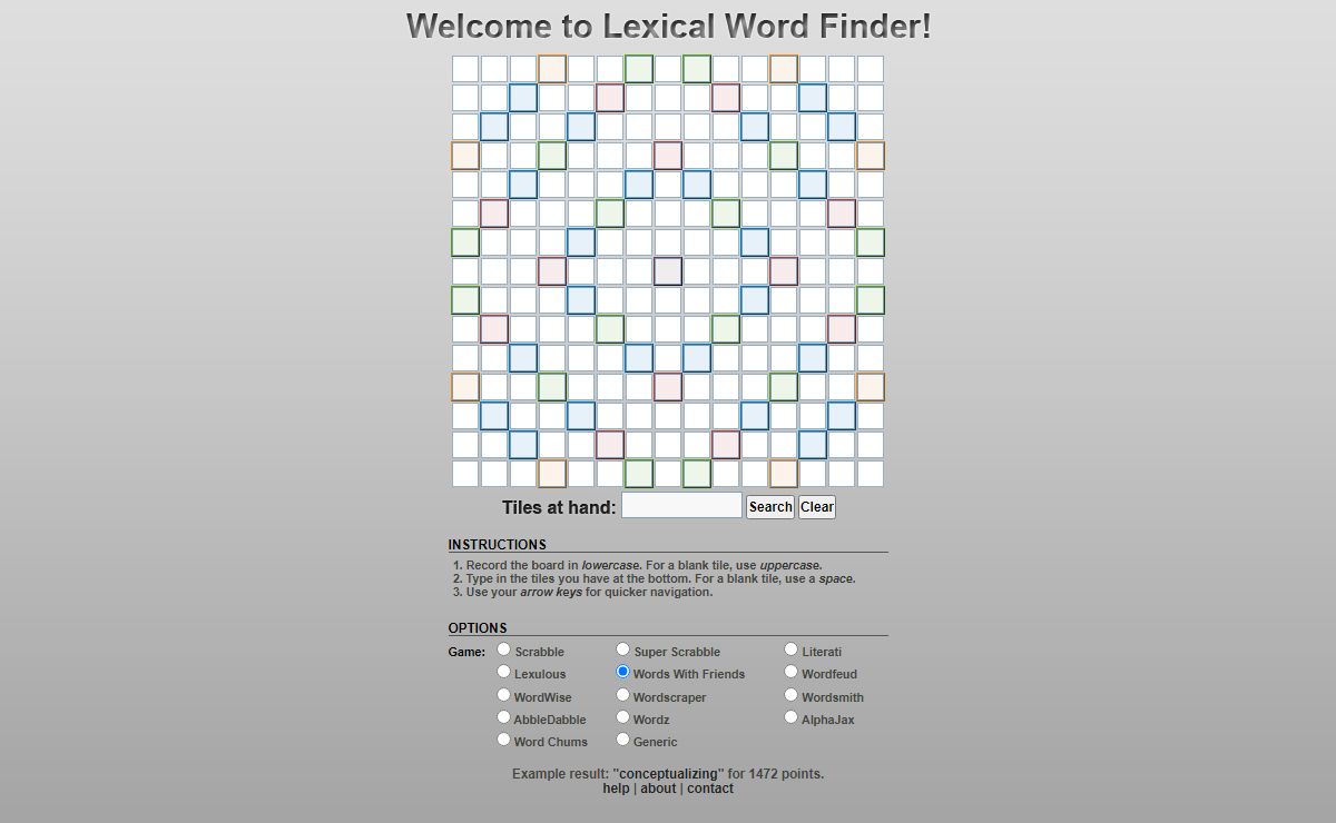 Lexical Word Finder - Scrabble and Words With Friends Cheat