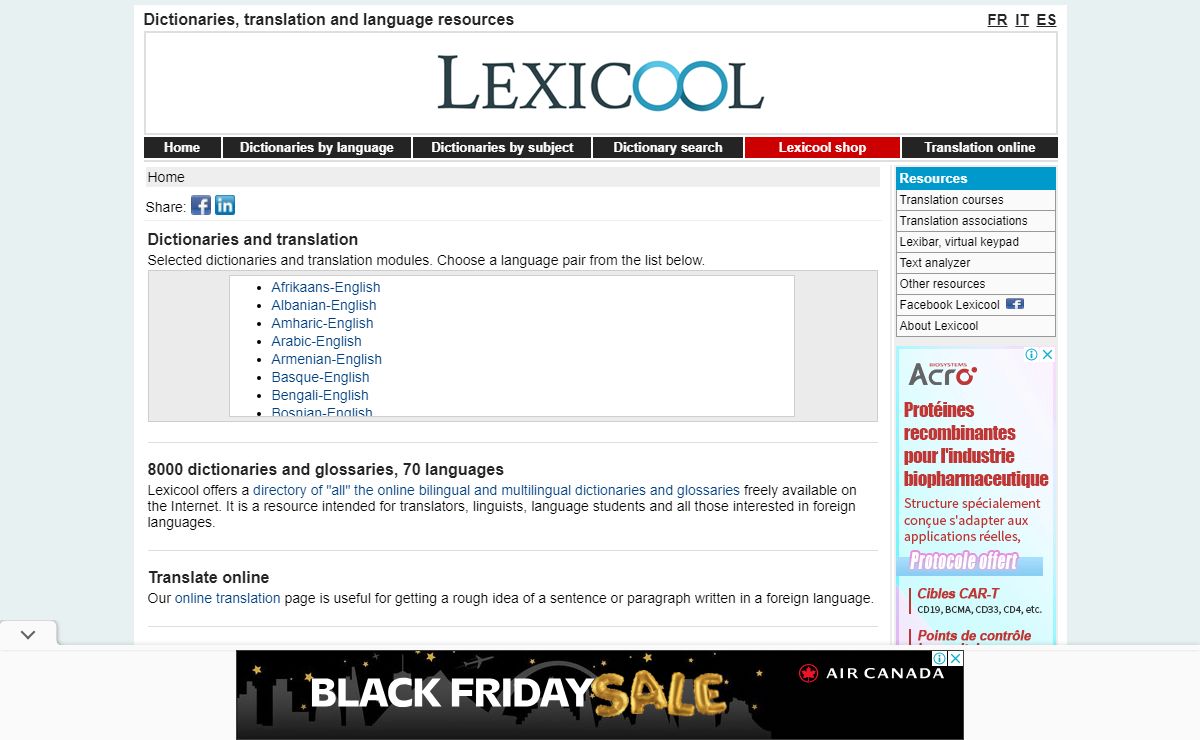 Lexicool | Dictionaries, translation and language resources