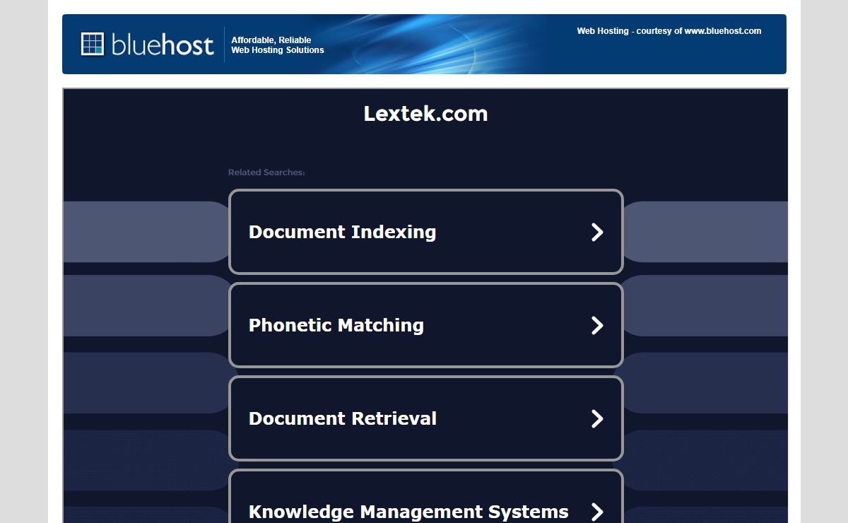 Welcome lextek.com - BlueHost.com