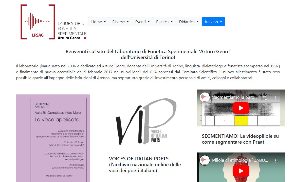 LFSAG - Laboratorio di Fonetica Sperimentale 'Arturo Genre'