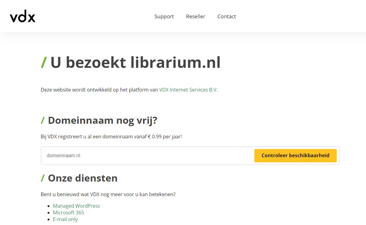 Deze website wordt ontwikkeld op het platform van VDX Internet Services B.V.