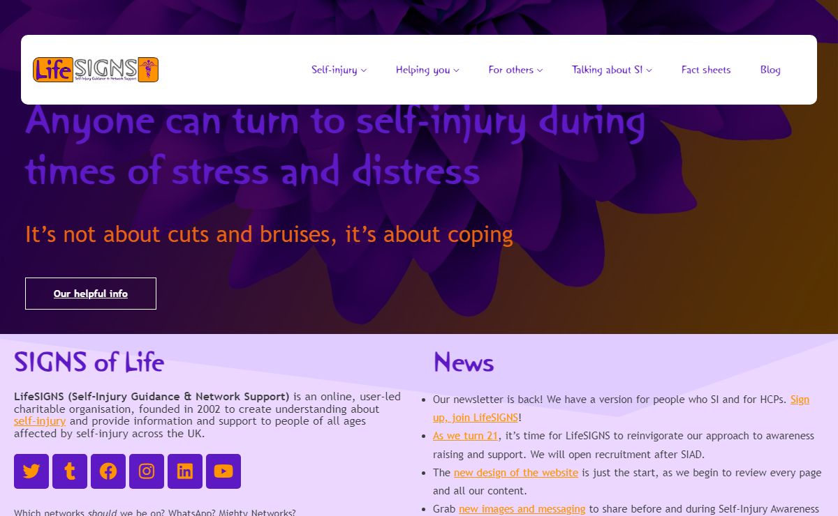 LifeSIGNS – the user-led self-injury small charity