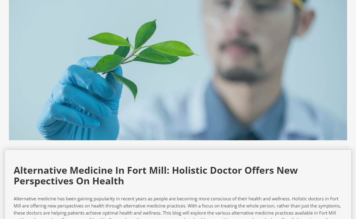 Alternative Medicine In Fort Mill: Holistic Doctor Offers New Perspectives On Health