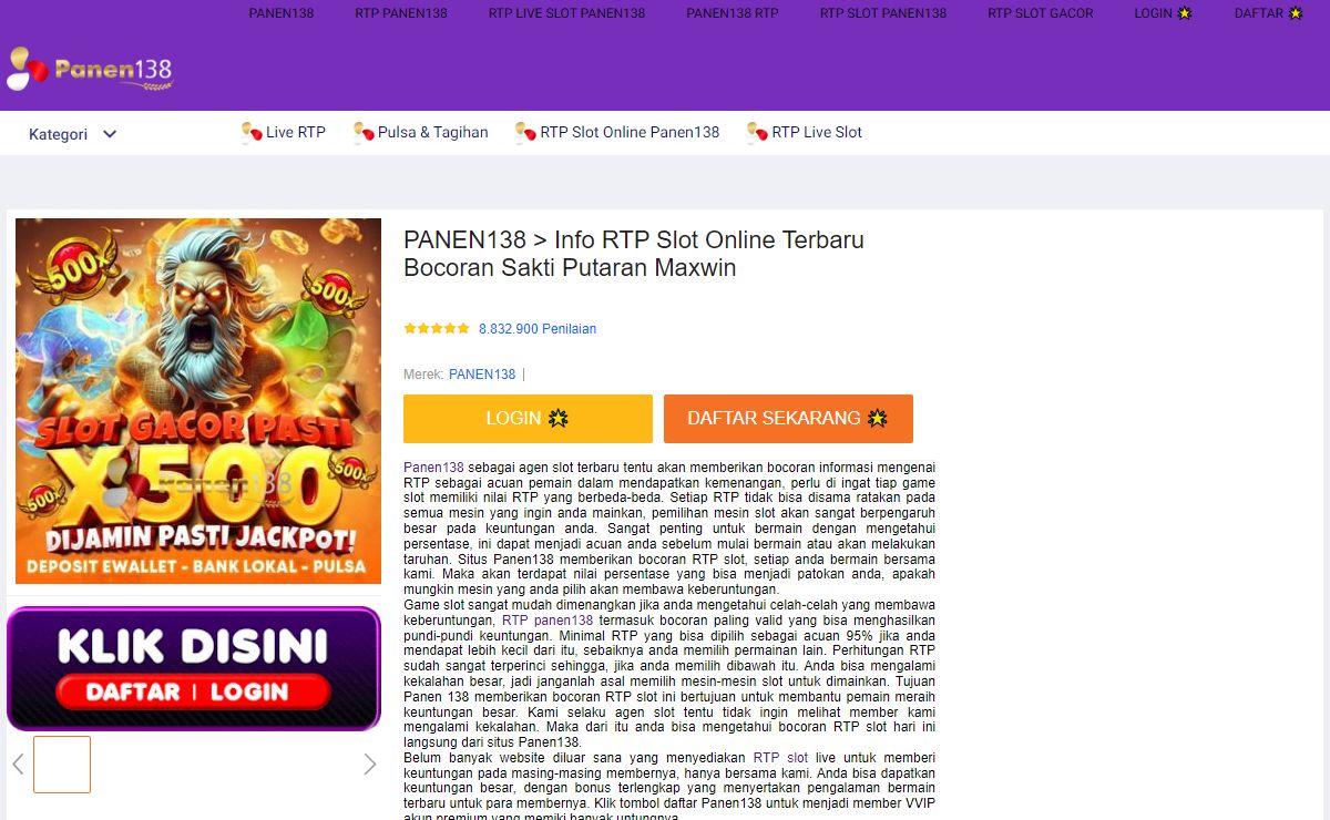 PANEN138 > Info RTP Slot Online Terbaru Bocoran Sakti Putaran Maxwin