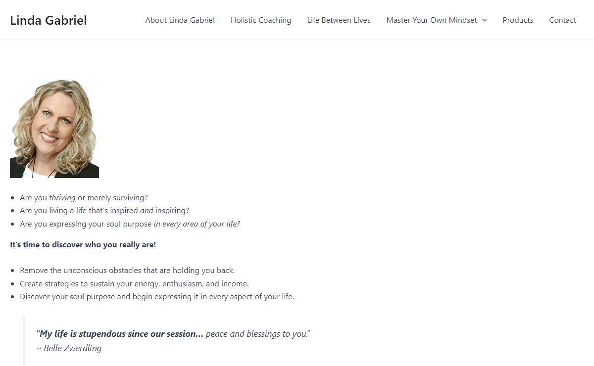 Linda Gabriel – Thought Whisperer, Author, Hypnotherapist, Holistic Coach, Los Angeles