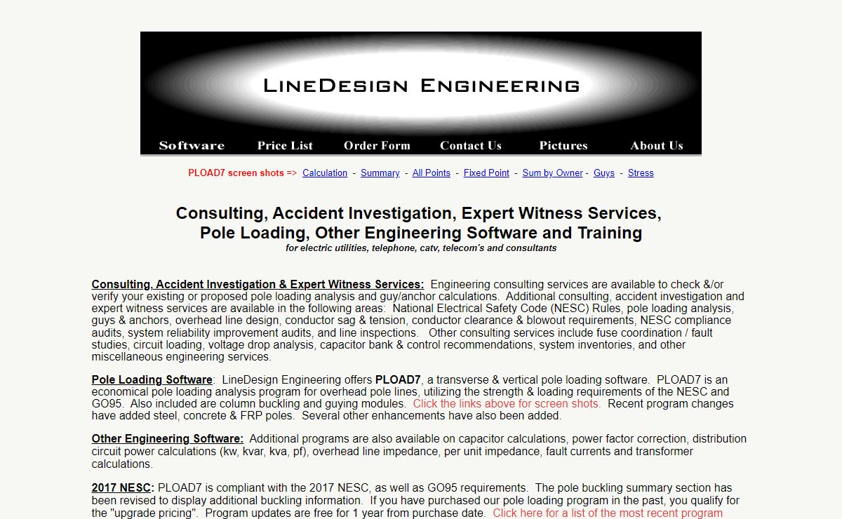 LineDesign Engineering - Pole Loading Software - Consulting, Accident Investigation, Expert Witness Services