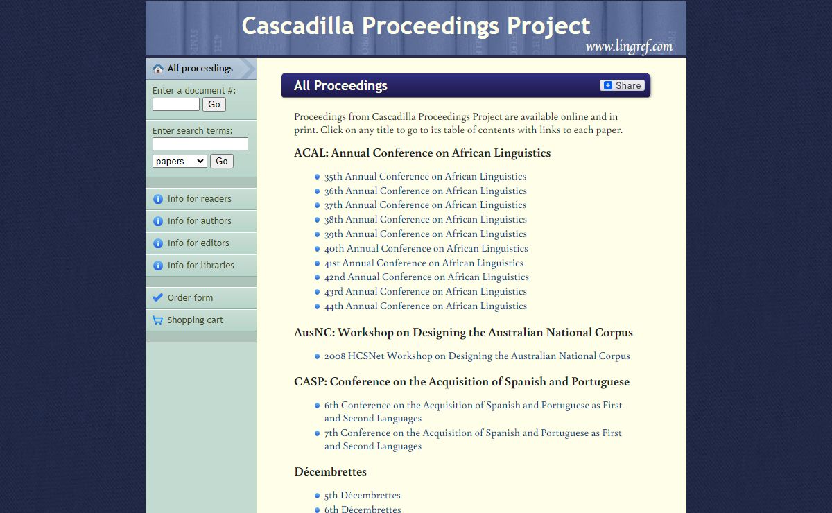 Cascadilla Proceedings Project: All Proceedings