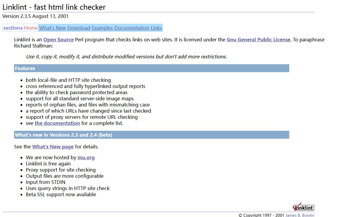 Linklint - fast html link checker