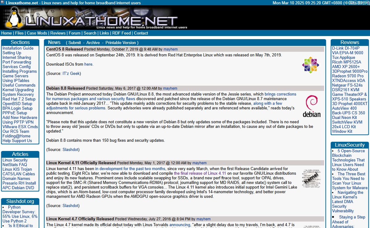 Linuxathome.net - Linux news and help for home broadband internet users