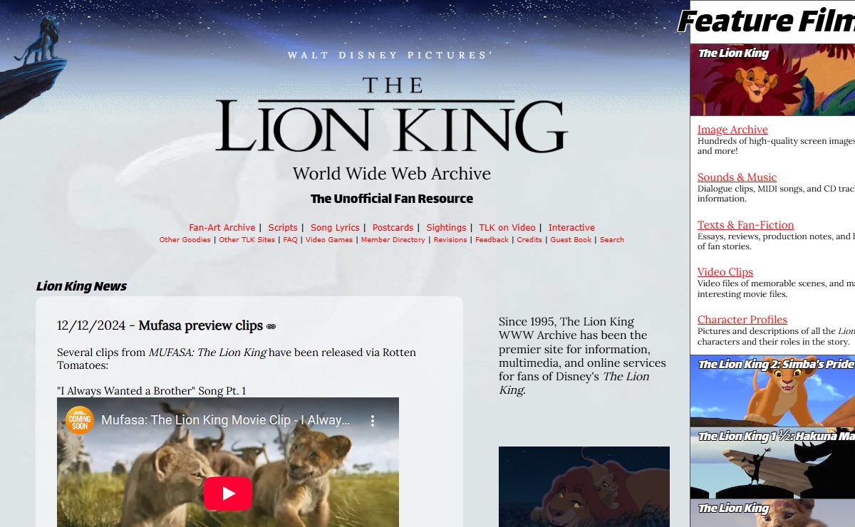 The Lion King WWW Archive