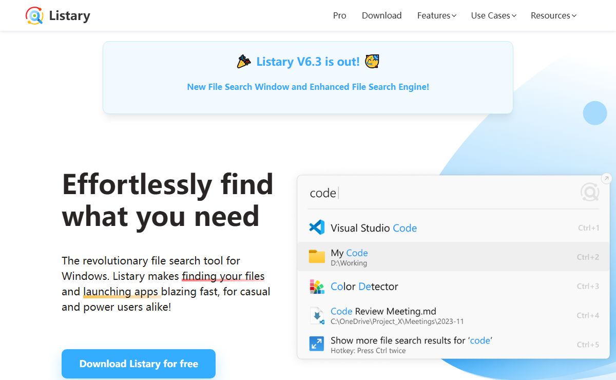 Listary – Free File Search Tool & App Launcher
