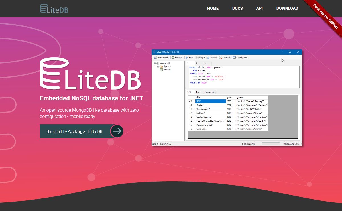 LiteDB :: A .NET embedded NoSQL database