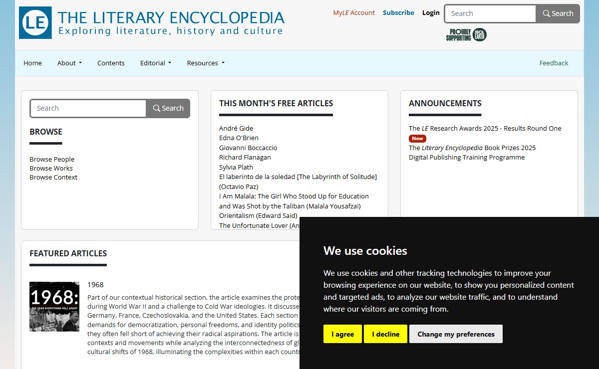 Literary Encyclopedia — Welcome