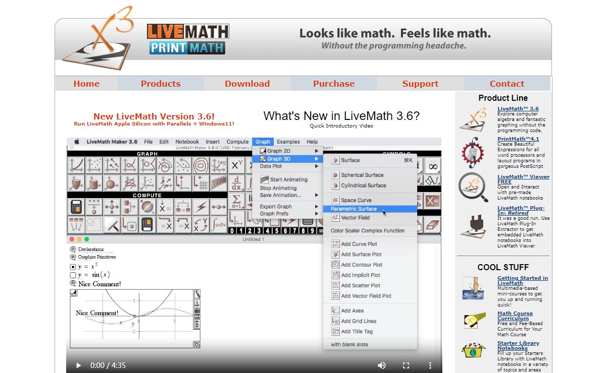 LiveMath Computer Algebra & Graphing System