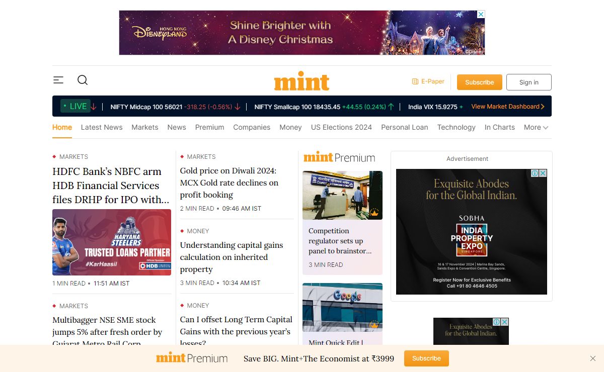 Business News Today: Read Latest Business News, Live India Share Market News, Finance & Economy News | Mint