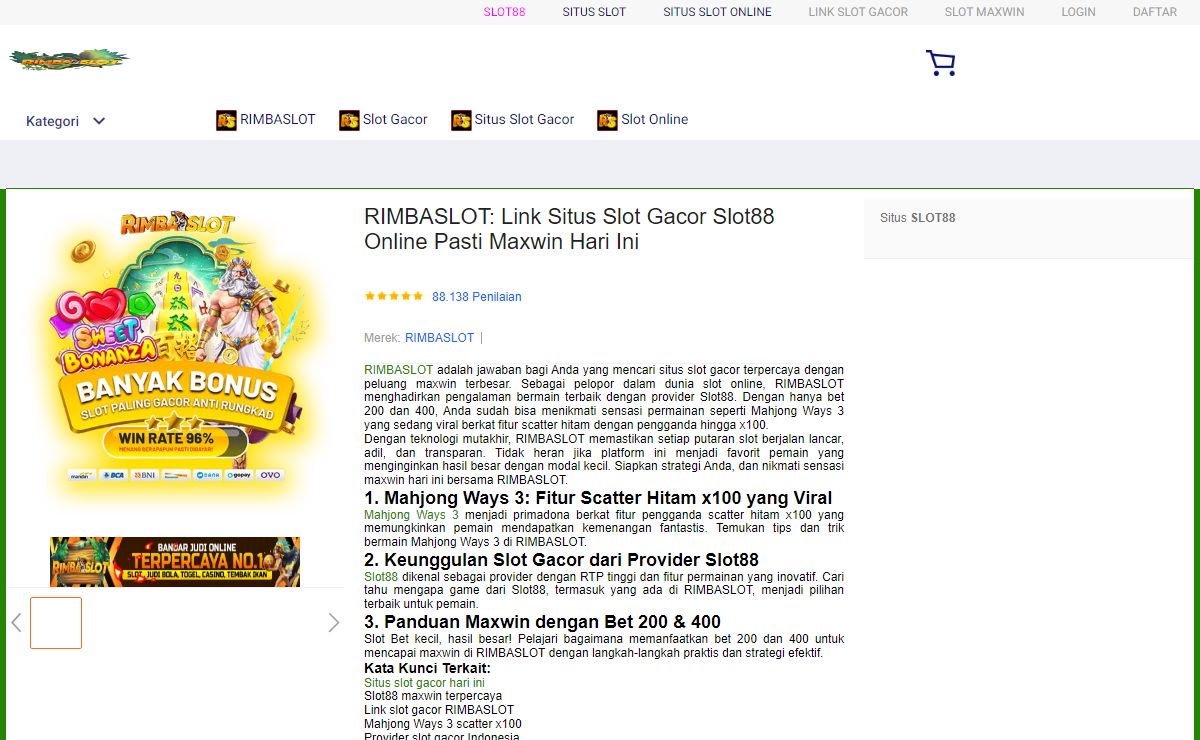 RIMBASLOT: Link Situs Slot Gacor Slot88 Online Pasti Maxwin Hari Ini