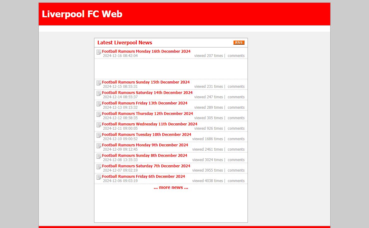 Liverpool news, fixtures and results - www.liverpoolfcweb.co.uk