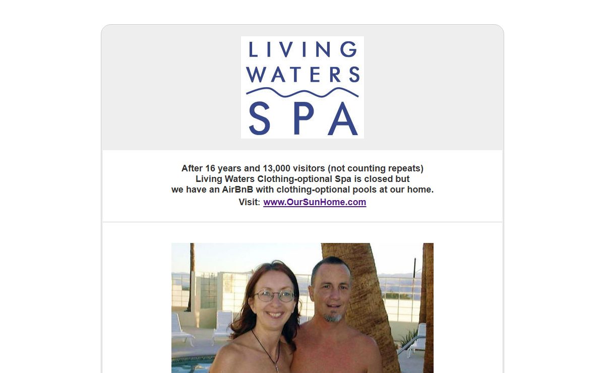 Living Waters Spa is Closed we now have an AirBnB!