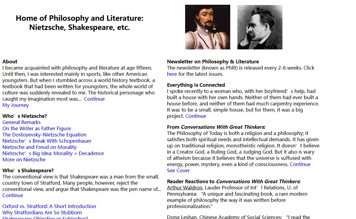 Philosophy and Literature: Nietzsche, Shakespeare, etc.
