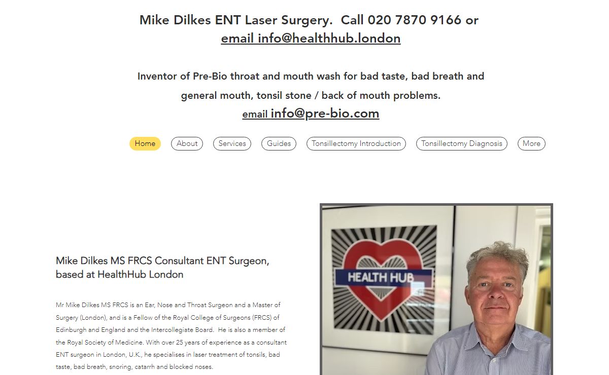 Mike Dilkes ENT Laser Surgery, London | tonsil stones
