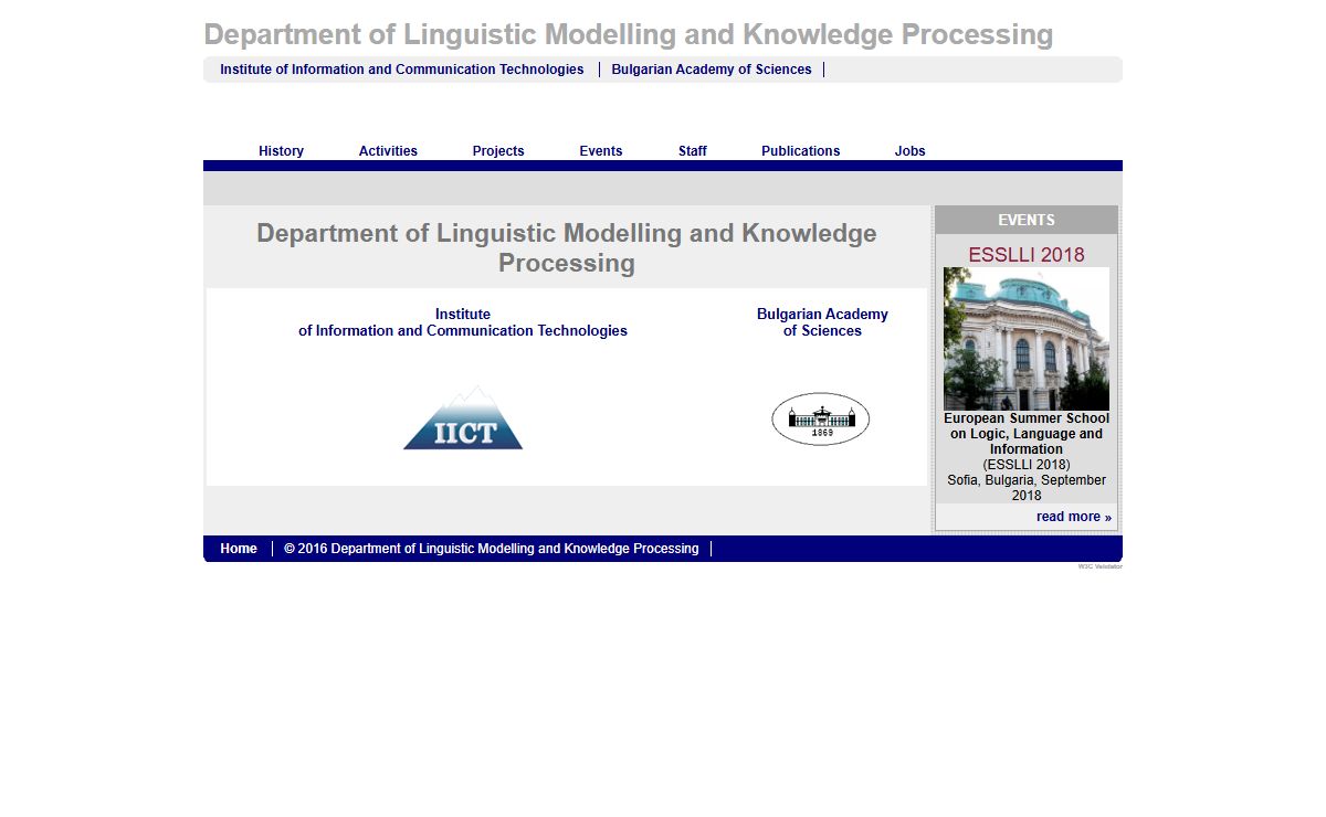 Department of Linguistic Modelling and Knowledge Processing: main page