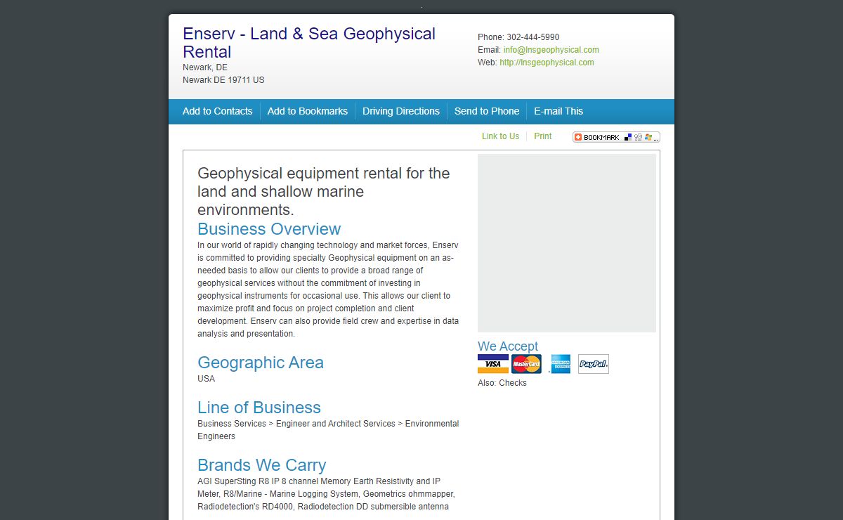 Enserv - Land & Sea Geophysical Rental in Newark, DE