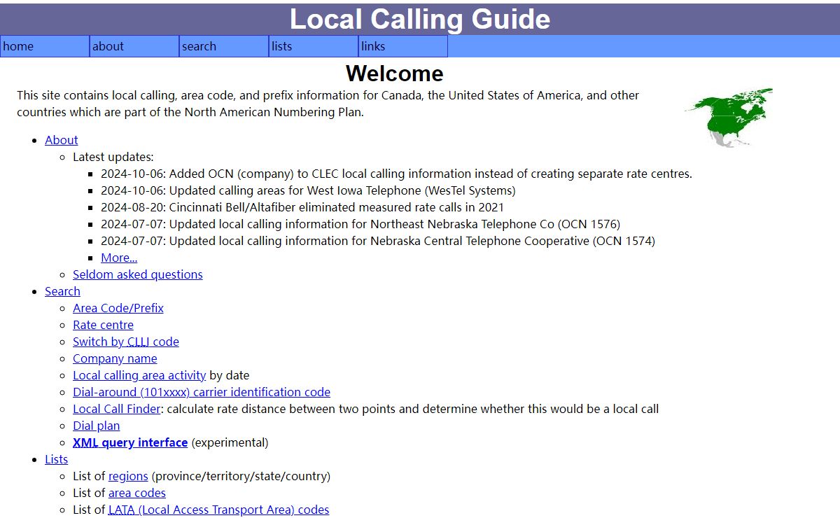 Local calling guide: Main