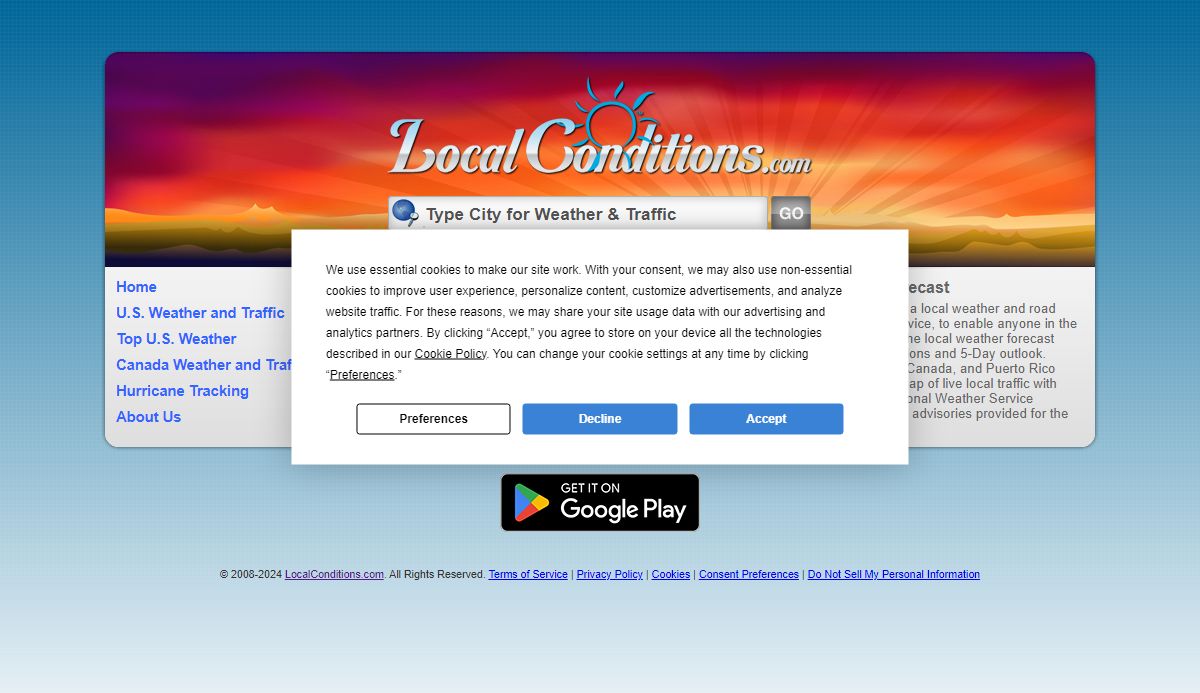 Local Weather with 5 Day Forecast and Road Conditions - LocalConditions.com